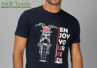 Men Navy Blue Printed Round Neck T-shirt