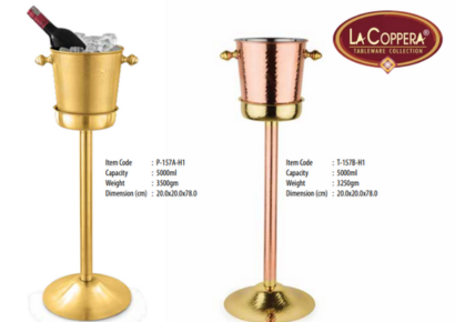 CHAMPAGNE BUCKET WITH STAND Stainless Steel, Copper & Brass Plated