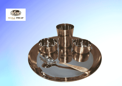 Copper Round Thali Set