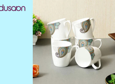 Bone China Handmade Painted Peacock Design Tea Coffee Cups | Set of 6 | 160 ml