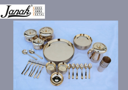 Janak Bronze (Kansa) 54 Piece Dinner Set